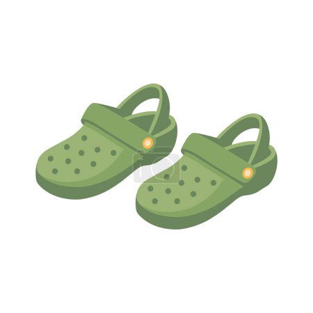 Pair of green beach shoes isolated on white background.