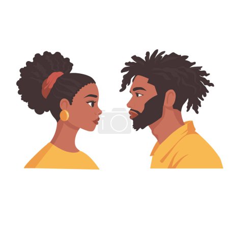 Illustration for African american woman and man with afro hairstyle vector illustration. - Royalty Free Image