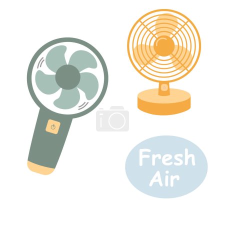 Modern portable fan. Comfort electric blower. Wind ventilator. Isolated. Vector illustration