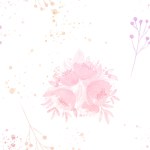 soft aquarell colored flowers and branches on white background seamles pattern