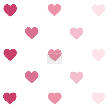 pink ombre colored hearts on white ground seamless pattern