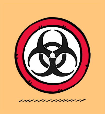 Illustration for Hand drawn vector illustration of biohazard sign. Graphic is made in doodle style - Royalty Free Image