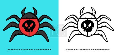 Illustration for Computer bug in color ora black and white version. Vector hand drawn illustration. - Royalty Free Image