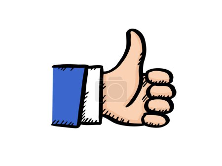 Hand-drawn vector graphic showing the thumbs up icon. 