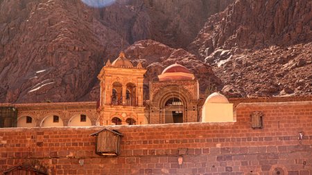 The Monastery of St. Catherine on the background of the mountains. Sinai Egypt