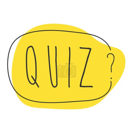 Photo for Quiz question inscription. Handwritten lettering in speech bubble. - Royalty Free Image