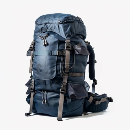3D illustration of a medium size hiking bag isolated on a white background. This type of bag is usually used by hikers and mountain climbers. Using materials that are durable and some are waterproof.