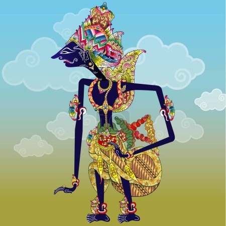 Illustration for Vector illustration, modification of Sri Bathara Kresna shadow puppet character. - Royalty Free Image