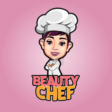 Téléchargez les illustrations : Vector illustration, Beauty chef symbol for restaurant business. - en licence libre de droit
