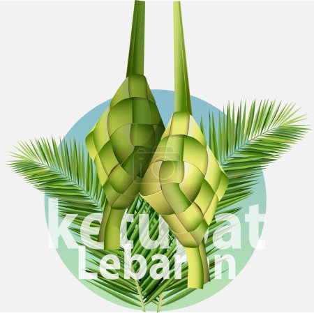 Illustration for Vector illustration, ketupat is made from woven young coconut leaves, and inside it is filled with rice which is usually served during Eid al-Fitr - Royalty Free Image