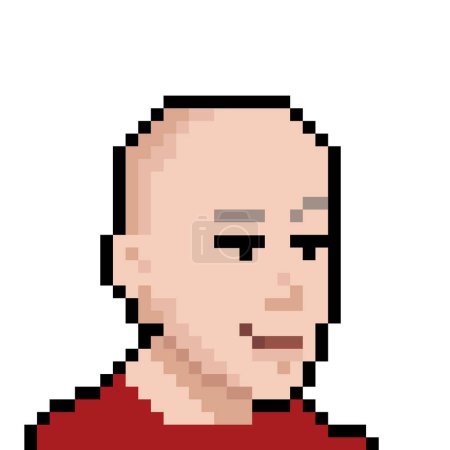 Illustration for Monk with bald head in pixel style NFT Concept. Vector illustration - Royalty Free Image