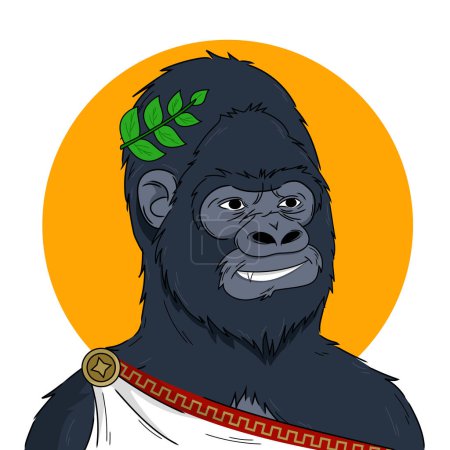 Gorille en costume de Jules César NFT concept. Illustration vectorielle