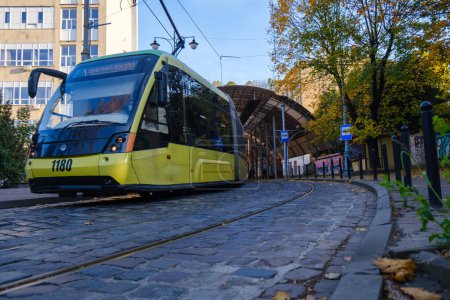 Photo for Yellow tram on the streets of Lviv. High quality photo - Royalty Free Image