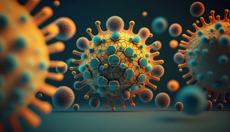Foto de Covid-19, Coronavirus 2019-nCov novel. Vista microscópica de la célula del virus. Concepto de Coronavirus. Ilustración 3D. - Imagen libre de derechos