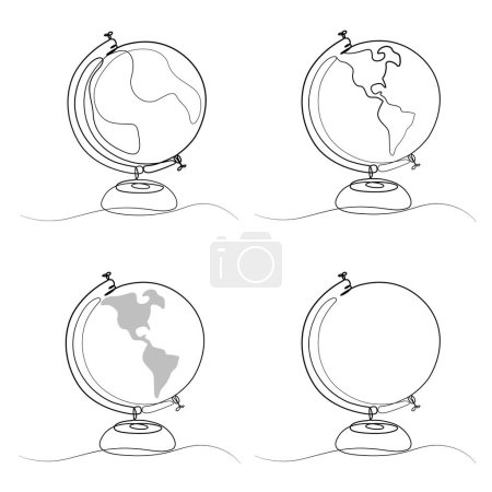 Téléchargez les photos : Monde globe ligne artwork élégant continue ligne art dessin - en image libre de droit