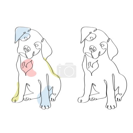 Téléchargez les photos : Attentif chiens tristes continue dessin de ligne - en image libre de droit
