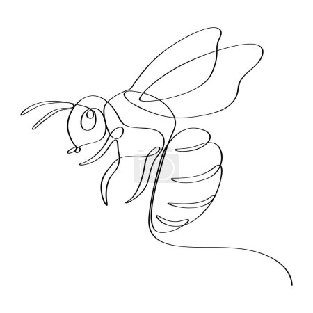 Téléchargez les photos : Abeille à miel dessinée à la main continue ligne art - en image libre de droit