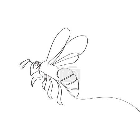 Téléchargez les photos : Abeille miel dessiné à la main continue ligne art - en image libre de droit