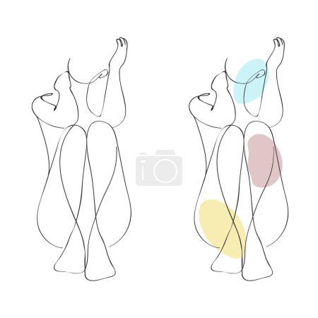 Abstract women figure sitting pose continues line art drawing