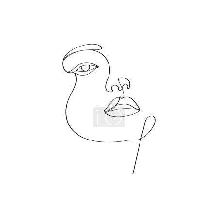 Female beauty face continues line drawing minimalist artwork