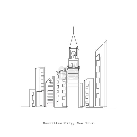 Téléchargez les photos : Statue de la Liberté et New York City Buildings skyline One Line Oeuvre d'art - en image libre de droit