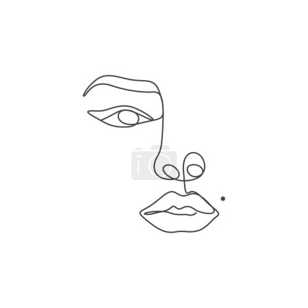 Illustration for Woman line art eye and lips line art drawing logo - Royalty Free Image