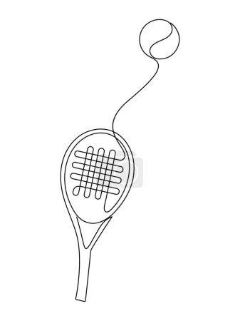 Téléchargez les photos : Bâton de tennis et balle une ligne illustration - en image libre de droit