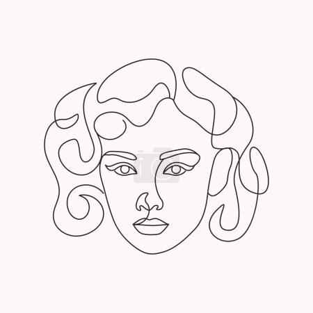 Ilustración de Forrado mujer peinado una línea de arte estilo obra de arte - Imagen libre de derechos