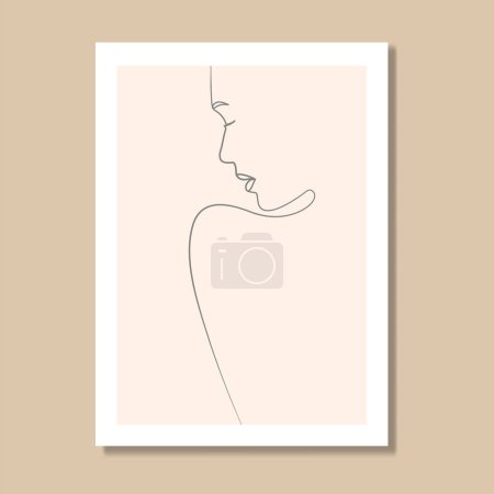 Téléchargez les photos : Dessiné à la main une ligne art femme abstrait figure affiche illustration - en image libre de droit