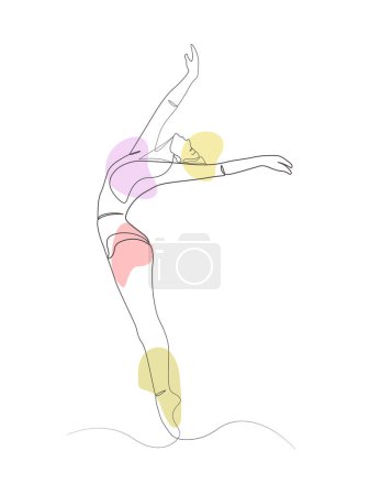 Téléchargez les photos : Ballet danseuse en studio femme danse pose élégante une seule ligne artwork - en image libre de droit