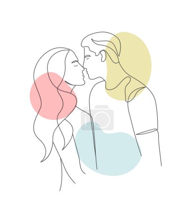 Téléchargez les photos : Couple romantique amour humeur baisers amour romance ligne art - en image libre de droit