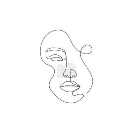 Woman face one line drawing young girl continues line art portrait