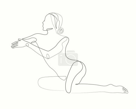 Téléchargez les photos : Charmante fille sexy assise pose continue dessin d'art en ligne. - en image libre de droit