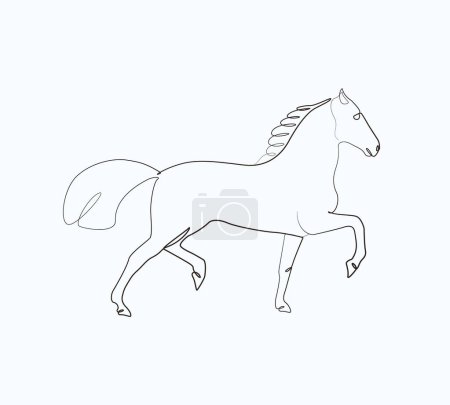 Illustration for Line Drawing Horse Full Body Print Modern Animal Artwork - Royalty Free Image