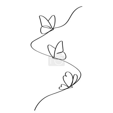 Téléchargez les photos : 3 papillons avec une illustration de style art ligne. - en image libre de droit