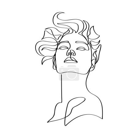 Téléchargez les photos : Modèle femme tête fille coiffure élégante ligne art dessin illustration. - en image libre de droit