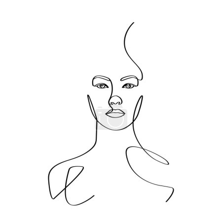 Téléchargez les photos : Femmes visage illustration élégante ligne minimaliste dessin illustration. - en image libre de droit