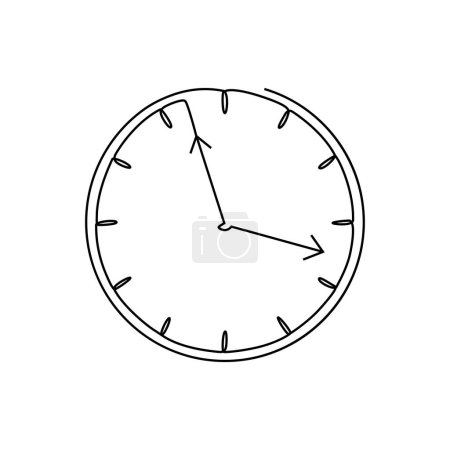 Téléchargez les photos : Horloge murale ligne continue art main dessin style temps icône et logo linéaire. Art mono-ligne ou art mono-ligne doodle art mur horloge linéaire illustration minimaliste. - en image libre de droit