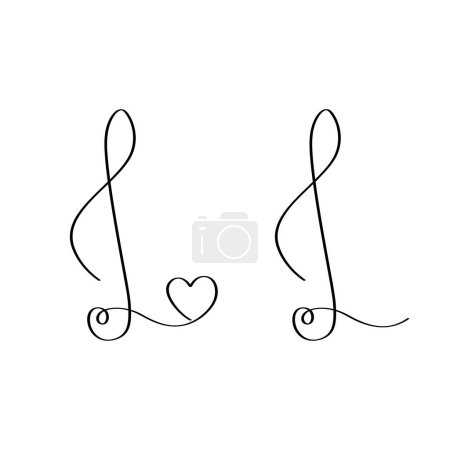Téléchargez les photos : Continuous one line art of Love icône de la musique minimaliste illustration linéaire unique. - en image libre de droit
