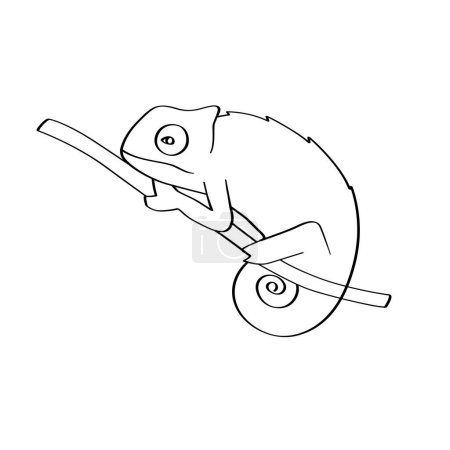 Téléchargez les photos : Ligne unique de Chameleon continue dessin d'une ligne illustration minimaliste élégante. - en image libre de droit