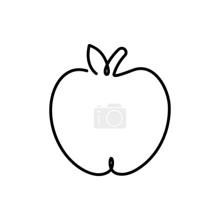 Téléchargez les photos : Apple continue une ligne art fruit bio nourriture icône contour élégance minimaliste linéaire illustration d'art. - en image libre de droit