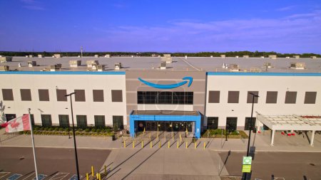 Photo for Toronto, Ontario, Canada - September 11, 2022: Main entrance to the Amazon distribution center warehouse. Amazon fulfillment hub. Company founded by Jeff Bezos. - Royalty Free Image