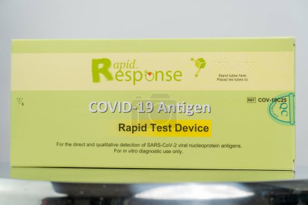 Photo for Toronto, Ontario, Canada - December 30, 2022: Covid 19 Rapid test kit given to shoppers at grocery stores and pharmacies across the province. Rapid antigen test package kit with instructions. - Royalty Free Image