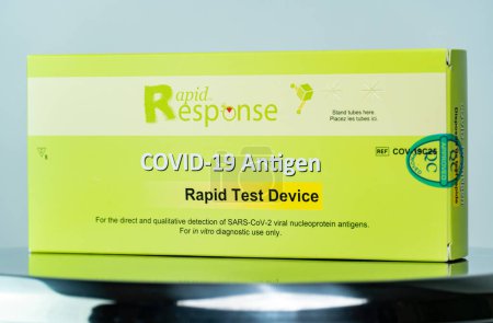 Photo for Toronto, Ontario, Canada - December 26, 2022: Covid 19 Rapid test kit given to shoppers at grocery stores and pharmacies across the province. Rapid antigen test package kit with instructions. - Royalty Free Image