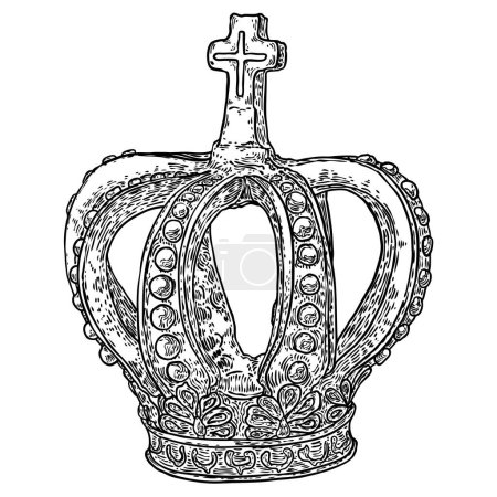Illustration for State Crown, made of gold and set with precious stones such as diamonds sapphires emeralds and pearls and rubies. Imperial State Crown used during the Coronation service and declaration of the King. - Royalty Free Image