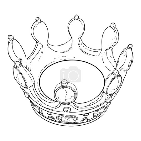 Illustration for King or Queen crown.  Monarch coronations with Coronet Jewel represent United Kingdom constitutional responsible government and sovereignty or authority of the monarch. State Crown made of gold. - Royalty Free Image