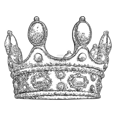 Krönungskrone für König oder Königin. Symbolische religiöse Zeremonie, während der Souverän zum Haupt des Monarchen mit Krone gekrönt wird. Monarch ist Oberhaupt der Kirche von England mit Titeln und Befugnissen.