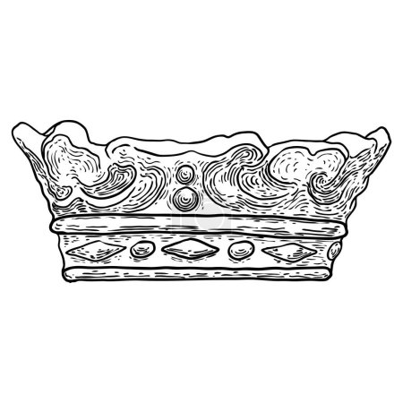 Illustration for Crown of Twelve Stars drawing. Found on Saint Mary sculptures, is a symbol of spiritual mother and queen. Crown in religious art and sculpture in the Christian tradition. Vector. - Royalty Free Image