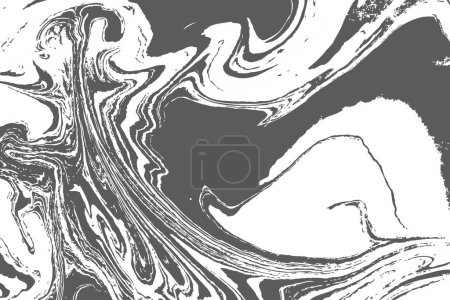 Photo for Ink texture watercolor hand drawn Ebru, Turkish marbling art illustration, abstract background, white, grey and black aqua print. Stone or rock texture. - Royalty Free Image