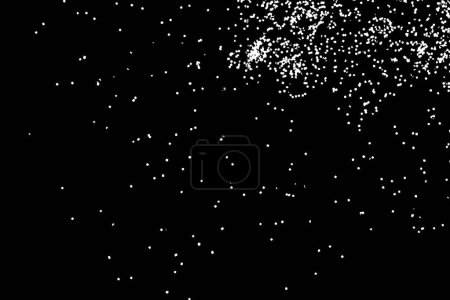 Photo for Silhouette of food flakes such as salt or almond or wheat flour spread on the flat surface or table. Abstract grainy texture isolated on black background. Top view of dust, sand blow or bread crumbs. - Royalty Free Image